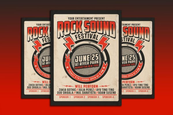摇滚音乐节宣传单模板 Rock Sound Festival