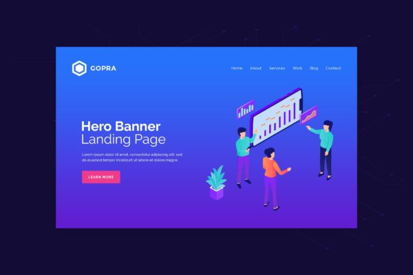 市场数据分析/市场调研概念插画网站Banner图模板 Gopra – Hero Banner Template