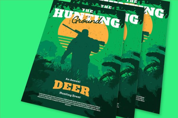 狩猎场打猎活动宣传单矢量素材 Hunting Ground Flyer