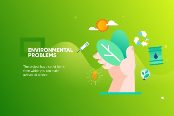 绿色生态主题插画网站Banner&着陆页设计模板 Ecology Banner & Landing Page