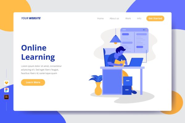 在线学习主题矢量插画素材 Online Learning – Landing Page