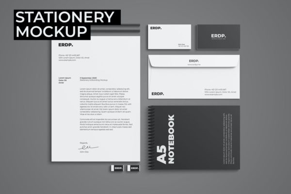 3个企业办公文具品牌PSD样机 Stationery Mockup – 3 PSD Files