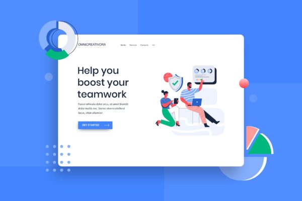 安全可靠主题网站着陆页设计矢量插画 Secure and trusted landing page illustration