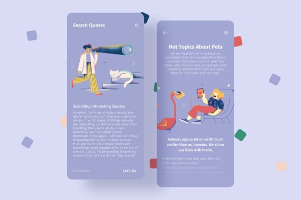 智能搜索主题APP用户界面设计矢量插画素材 Search Mobile Interface Illustrations