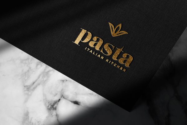 黑色纸张豪华浮雕金色Logo设计样机 Luxury embossed gold logo mockup on black paper