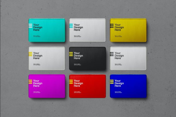金属材质名片等距视图展示样机 Metal Business Card Set Mockups