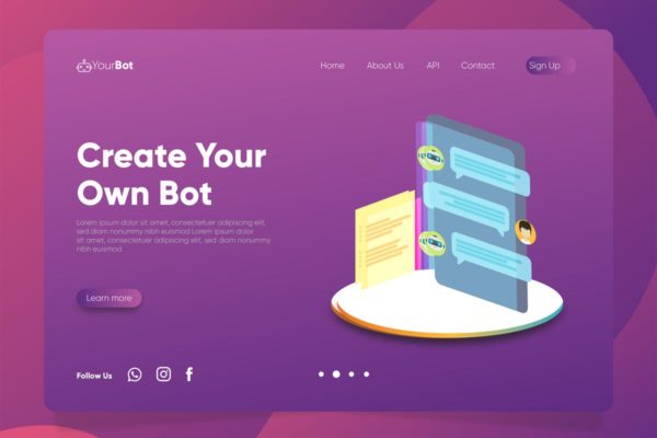 聊天机器人主题网页Banner&着陆页插画设计模板 ChatBot – Banner & Landing Page