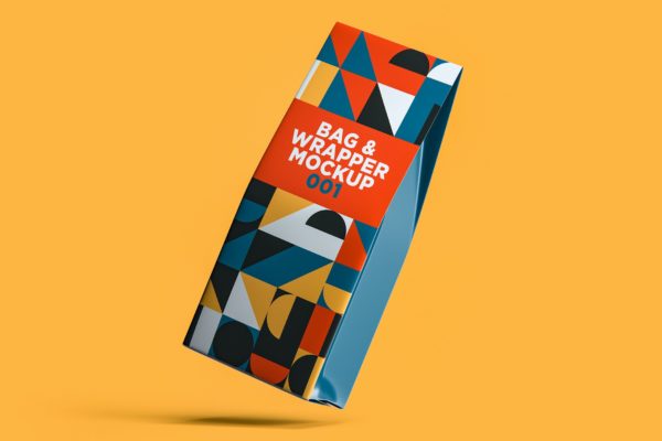 零食包装袋外观设计样机模板v1 Bag & Wrapper Mockup 001