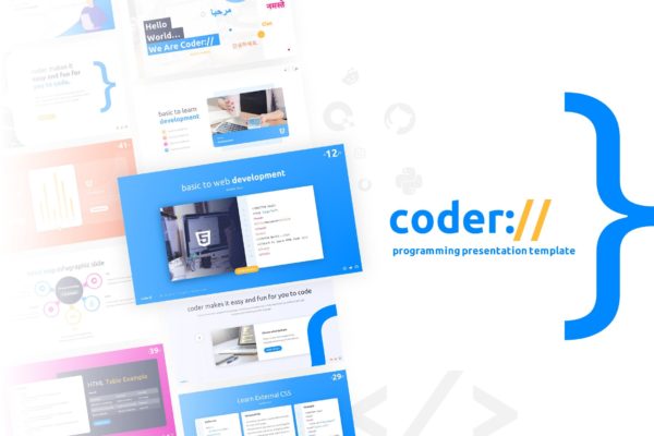 技术开发编程PPT模板下载 Coder Programming PowerPoint Presentation Template