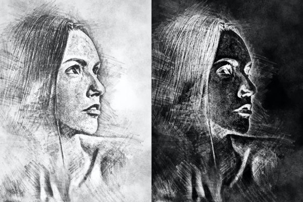 黑白粉笔素描照片效果Photoshop动作 Chalk Sketch Photoshop Action