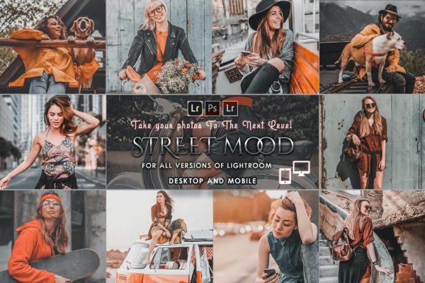 浅灰调LOMO街道摄影滤镜Lightroom预设 Street Mood Presets Desktop & Mobile