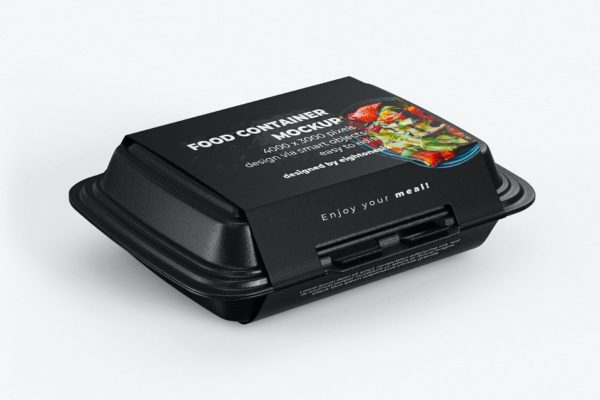 外卖食品容器包装设计样机模板 Take Away Food Container Mock-Up Template