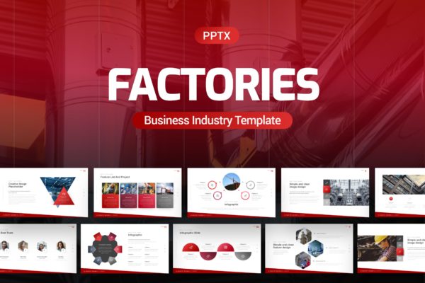建筑制造业务展示PPT模板 Factories Business Industry Powerpoint Template