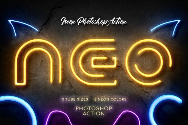霓虹灯字体＆Logo设计PS动作 Neon Photoshop Action