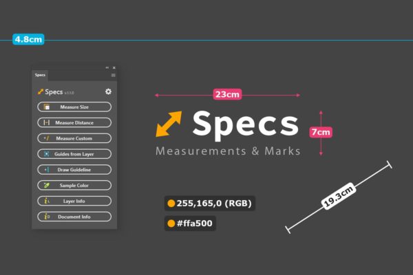 可自定义度量＆标记PS图层样式 Specs – Custom Measures & Marks (Photoshop 2021)
