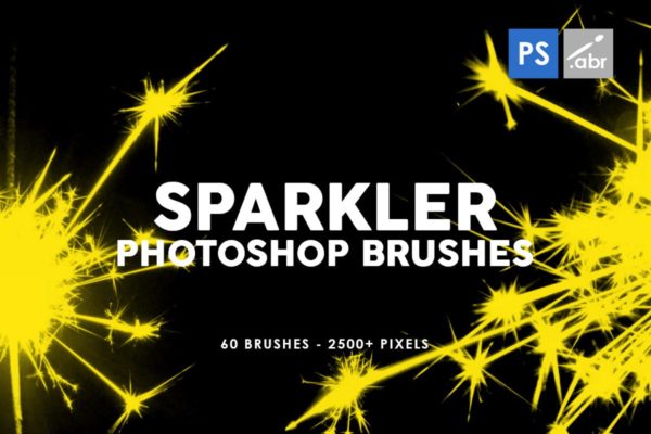 60款飞射形态宇宙星星火花纹理Photoshop盖章笔刷 60 Sparkler Photoshop Stamp Brushes