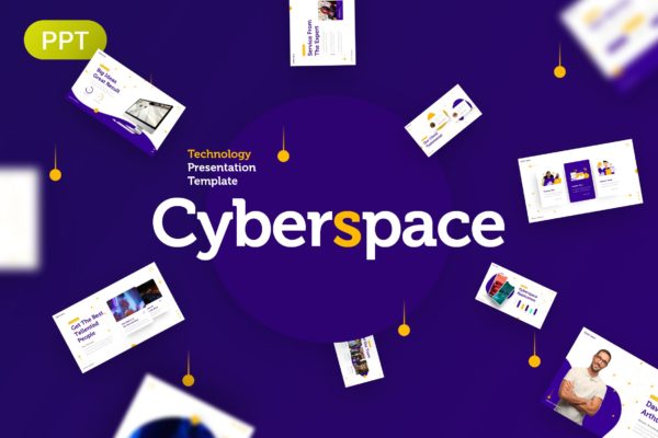 网络空间主题PPT演示模板 Cyberspace Technology Presentation Template