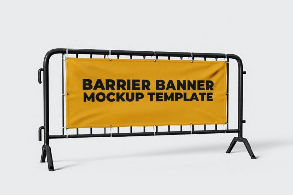 铁马护栏横幅Banner广告样机模板 Barrier Banner Mockup Template
