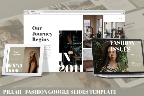 时尚品牌故事宣传Google幻灯片演示模板 Pillar – Fashion Google Slides Template