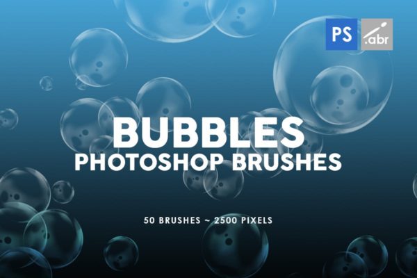 50款梦幻透明泡泡气泡Photoshop纹理笔刷 50 Bubble Photoshop Stamp Brushes