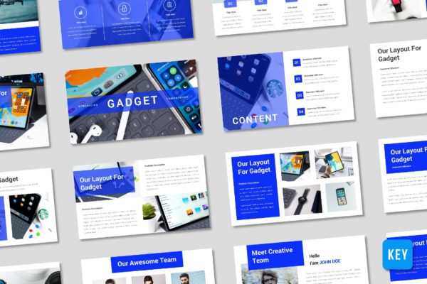 高质量蓝色商务演示PPT模板 Gadget Presentation Template – (KEY)