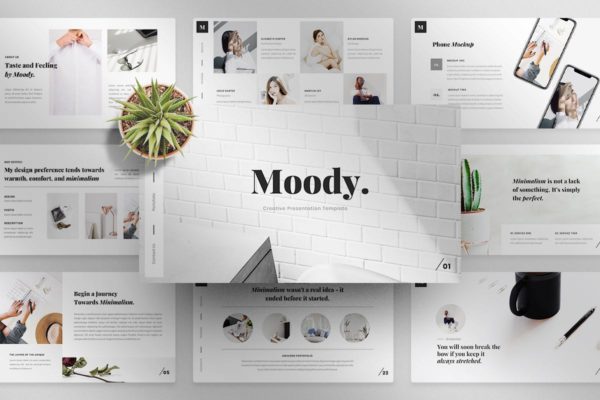 简约生活主题幻灯片演示PPT模板 Moody-Creative PowerPoint Template