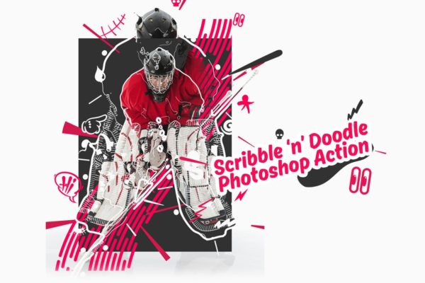 涂鸦拼贴照片艺术效果Photoshop动作 Scribble Doodle Collage Photoshop Action