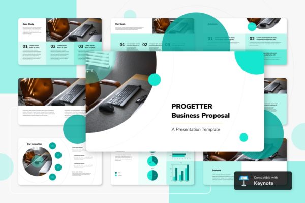 商业会议工作总结演讲Keynote幻灯片模板[绿色版本]  PROGETTER – Business Keynote Template
