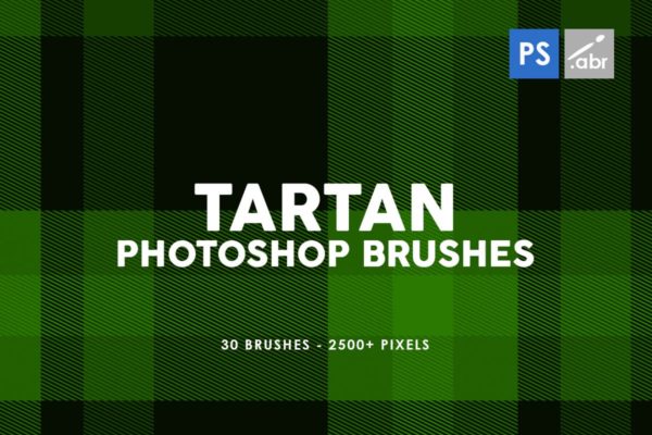 30个格子毛呢质感叠加笔刷Photoshop素材 30 Tartan Photoshop Stamp Brushes