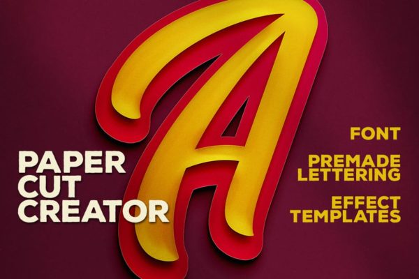 双层剪纸浮雕投影刻字效果photoshop样式 Double Paper Cut Effect & Lettering