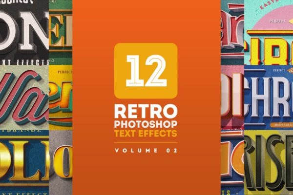 欧美复古旧海报标题效果Photoshop样式第2版 Retro Text Effects V.02