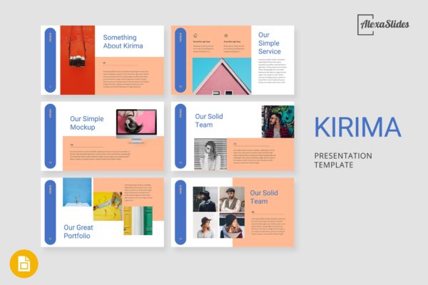 具有创造性的团队人员介绍Google幻灯片素材模板 Kirima – Creative Google Slides Template