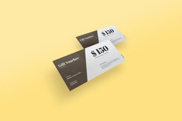 代金券/优惠券设计样机图素材 Voucher Mockup