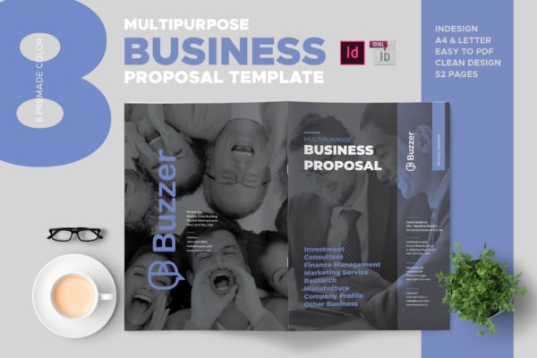 简约专业商务提案书排版设计模板 Buzzer – Clean and Professional Business Proposal
