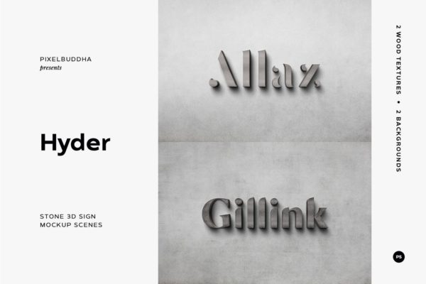 混凝土墙石材3D Logo展示样机 Stone 3D Sign Mockup Scenes