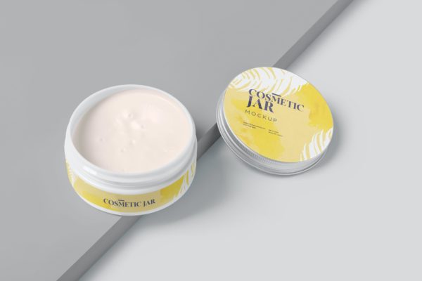 小尺寸化妆品罐包装设计样机图素材 Small Round Cream Jar Mockups