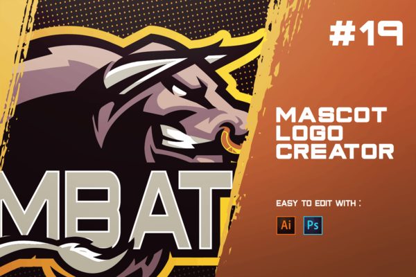 战斗牛电子竞技Logo设计模板 COMBAT – E-Sports Logo Creator