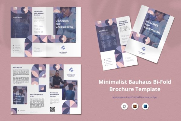 医院医疗保健企业宣传册双折页模板 Medical Brochure