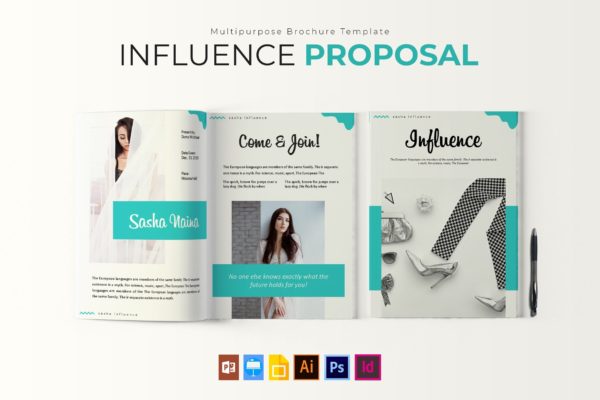 创意简洁布局杂志画册模板 Influence | Brochure Template