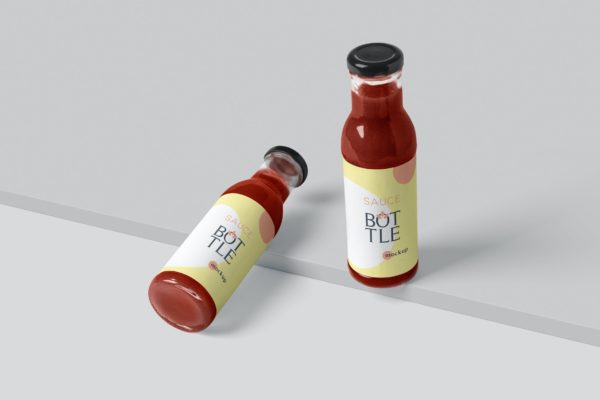 玻璃酱瓶包装设计样机psd模板 Glass Sauce Bottle Mockups
