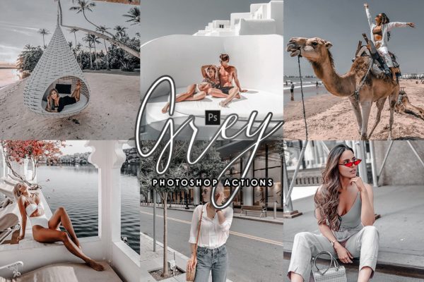 旅行照片银灰色滤镜效果PS动作 Grey – Moody Photoshop Actions
