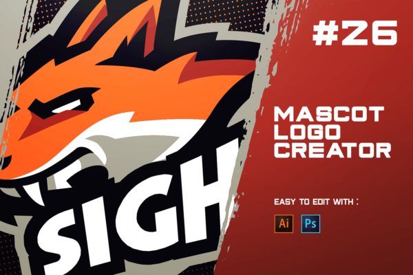 狼动物电子竞技Logo设计模板 SIGH! – E-Sports Logo Creator
