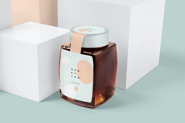 蜂蜜罐包装设计样机图素材 Honey Jar Mockups