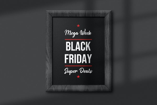 黑色星期五促销广告黑板框架样机模板 Black Friday Sales Chalkboard Mockup Template