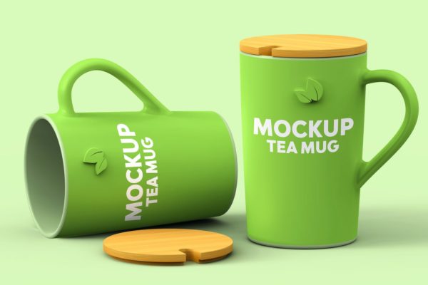 木盖茶杯效果图样机 Tea Mug Mockups