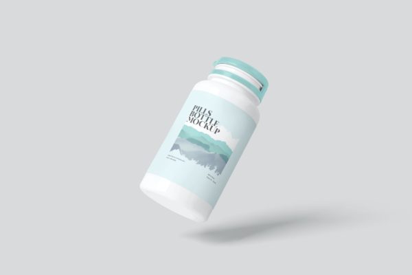 易开型药瓶包装设计样机图素材 Easy Open Pill Bottle Mockups