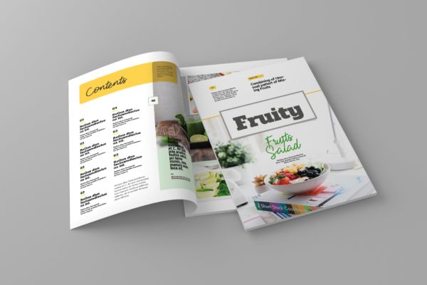 营养饮食主题杂志排版设计模板 Fruity –  Magazine Template