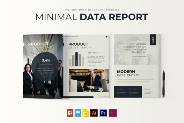 极简设计风格数据分析报告设计模板 Minimal Data | Report
