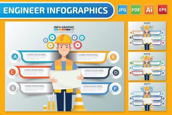 建筑工程信息图表矢量设计素材 Engineering Infographics