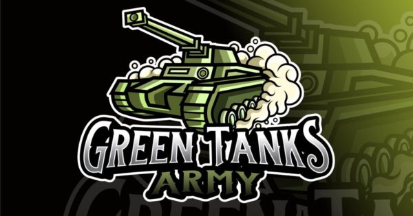 绿色坦克电子竞技Logo设计模板 Green Tank Army Logo Template